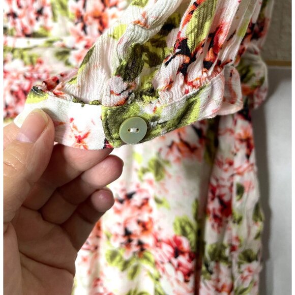 J. Jill Ivory Pebble Hydrangea Floral Printed Belted Waist Rayon Midi Dress 2X - Picture 5 of 10
